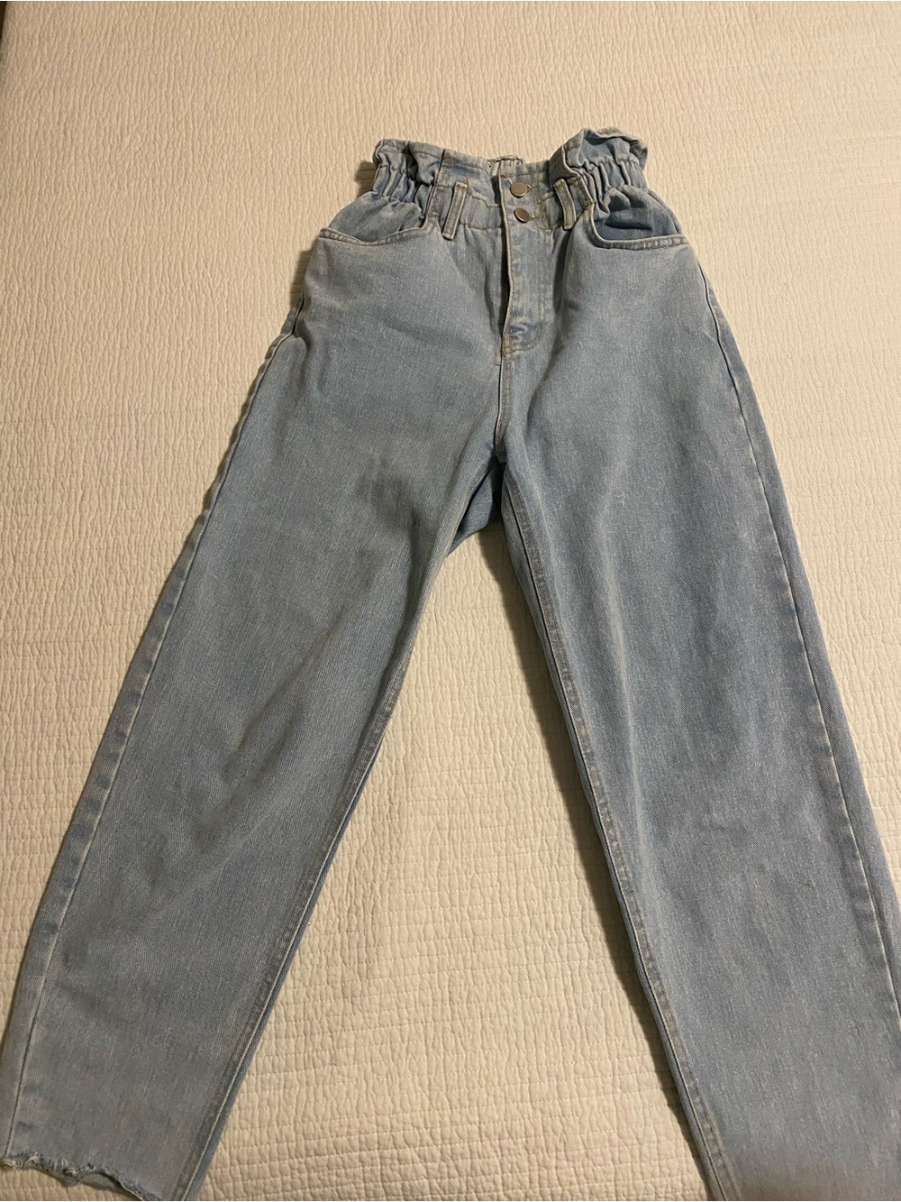 OAK + FORT Light Blue High-Rise Paperbag Waist Jeans
